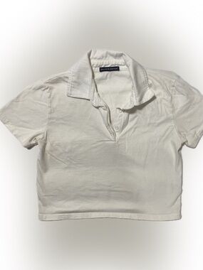 Brandy Melville Off-White Cropped Polo Tee